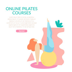 Online pilates courses poster. Yoga, fitness 