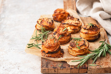 Crispy Parmesan Thyme Sweet Potato Stacks.