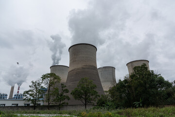 Exhaust gas emitted by large chimneys of thermal power plants