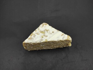 Photo of raw tempeh isolated on black background, Not Focus