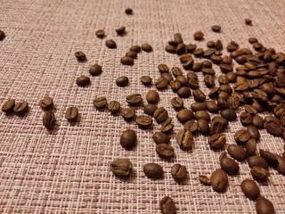 coffee beans on burlap