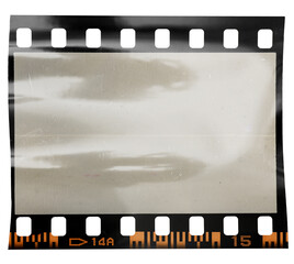 single 35mm dia filmstrip on white background with nice light reflection and dust. cool social...