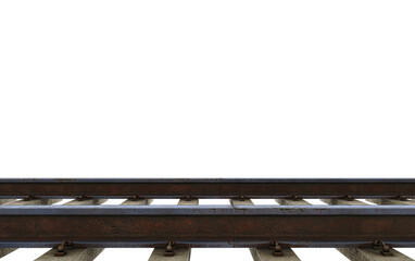 Vintage railway track, cut out on white background, 3d illustration, 3d rendering 