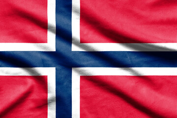 Fototapeta premium Flag of Norway on wavy fabric.