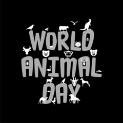 World animal day icon isolated on dark background