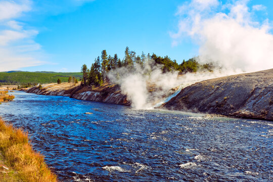 Firehole River At Yellowstone's Midway Geyser Basin