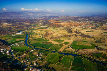 Naklejka premium Forests burning in the Fires of 2021. aerial view. Location Antalya/Manavgat