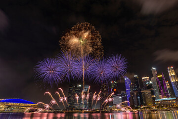 Singapore fireworks display countdown celebration at Marina Bay, Colorful New Year Firework