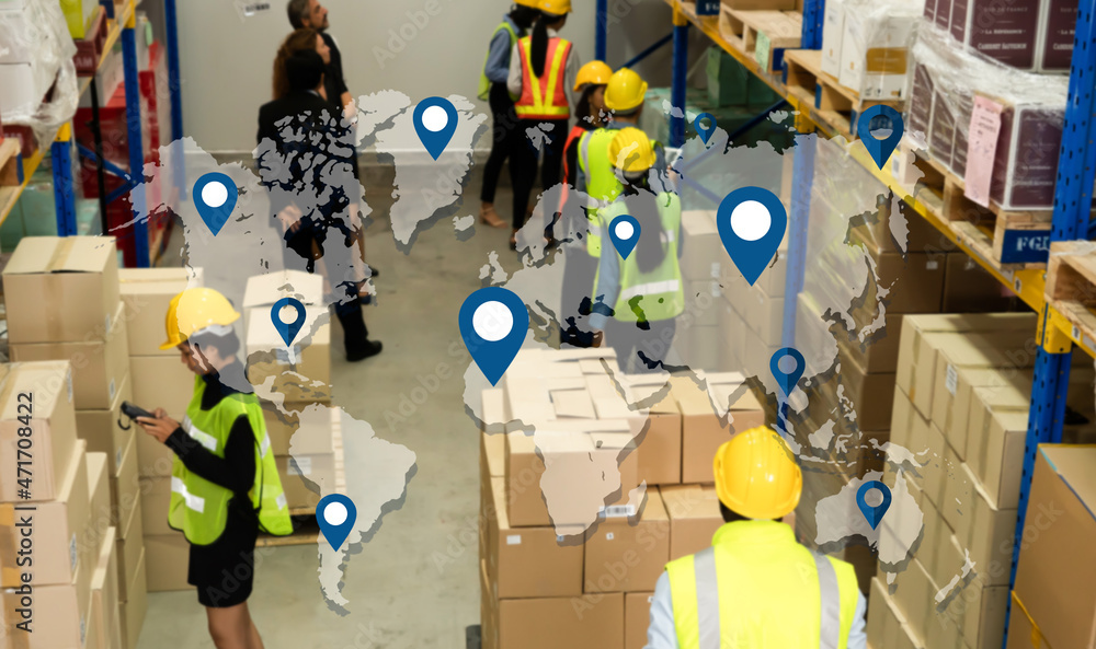 Poster smart warehouse management system with innovative internet of things technology to identify package 
