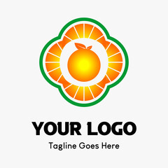 orange fruit icon and orange filling icon rotate. fruit icon vector logo template for food and beverage business