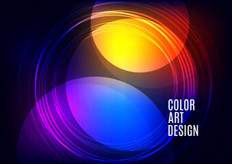 Bright abstract overlapping circles, lines. You can use for advertisement, poster, template, business presentation. Vector