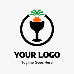carrot and glass fruit icon in a circle. fruit icon vector logo template for food and beverage business