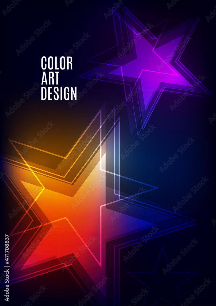Poster modern template for business or technology presentation. bright abstract overlapping geometric star 