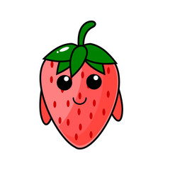 Cute strawberry mascot. Strawberry fruit character.