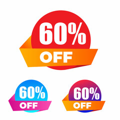 60% Off Sale Discount Tag, Sticker, Label, Sign, Price tag with 60% Percentage off. Special Offer promo design with discount sticker,discount tag,special offer 60%