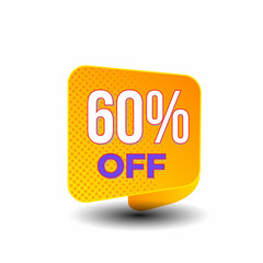 60% Off Sale Discount Tag, Sticker, Label, Sign, Price tag with 60% Percentage off. Special Offer promo design with discount sticker,discount tag,special offer 60%