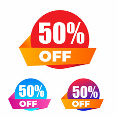 50% Off Sale Discount Tag, Sticker, Label, Sign, Price tag with 50% Percentage off. Special Offer promo design with discount sticker,discount tag,special offer 50%
