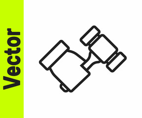 Black line Auction hammer icon isolated on white background. Gavel - hammer of judge or auctioneer. Bidding process, deal done. Auction bidding. Vector