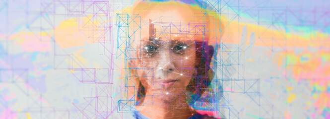Obraz na płótnie Canvas Metaverse innovation technology concept Double exposure of businesswoman and cityscape with Wireless network and Connection technology.