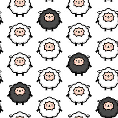 Cute Sheep Seamless Pattern. Cartoon animal background Colorful Vector background for kids, textile, pattern fabric, wallpaper.