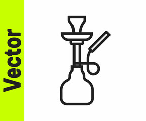 Black line Hookah icon isolated on white background. Vector