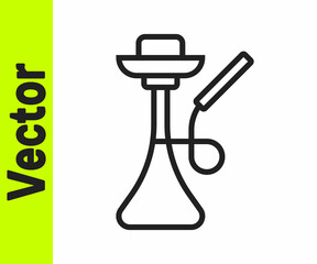 Black line Hookah icon isolated on white background. Vector