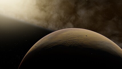 Naklejka premium planet suitable for colonization, earth-like planet in far space, planets background 3d render