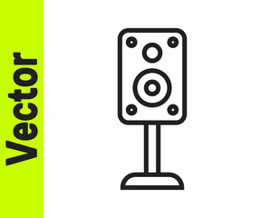 Black line Stereo speaker icon isolated on white background. Sound system speakers. Music icon. Musical column speaker bass equipment. Vector