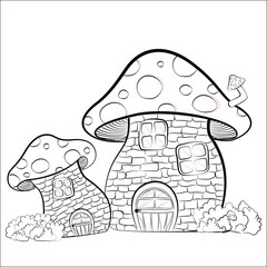 Coloring Page of Fairy Tale Mushroom House