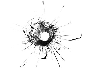 The texture of broken glass. Bullet hole