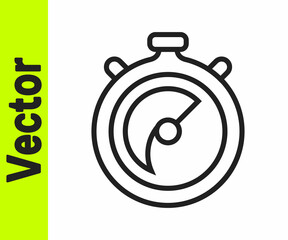 Black line Stopwatch icon isolated on white background. Time timer sign. Chronometer sign. Vector