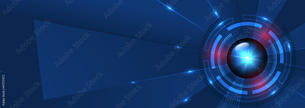 Poster blue technology wide banner with circuit board. abstract technology digital concept hi tech backgrou