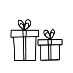 Gift box. Vector Illustration for printing, backgrounds, covers, packaging, greeting cards, posters, stickers, textile, seasonal design. Isolated on white background.