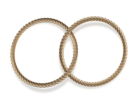 Crossed golden rope circles 3d rendering