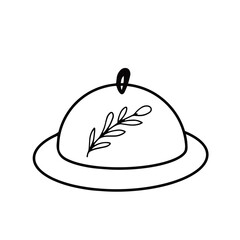 Dish on a tray with lid. Vector Illustration for printing, backgrounds, covers, packaging, greeting cards, posters, stickers, textile, seasonal design. Isolated on white background.