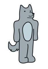 Illustration of a wolf, in a childish, flat style, cute little wolf. Vector graphics