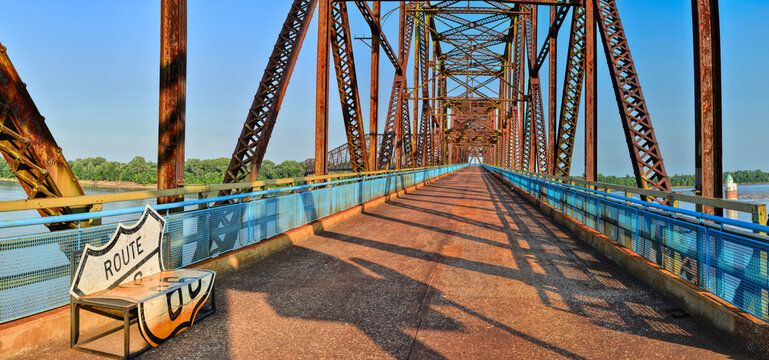 Chain of Rocks bridge on the Mississippi river.