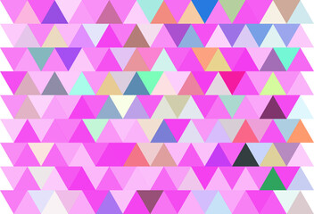 Pink and other color triangles mosaic texture. A sample with polygonal shapes. A new texture for your web site. Multicolor vector triangles background