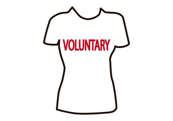 Icono negro de camisa con texto de voluntariado.