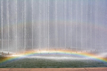 Fountains of St. Petersburg. Rainbow without rain.