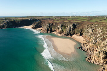The clear waters of Pedn Vounder beach, West Cornwall, UK