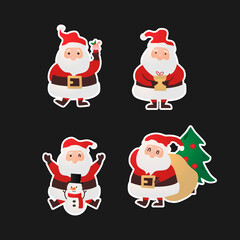 Set of santa claus sticker design vector