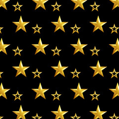 Gold metal star pattern design on black background