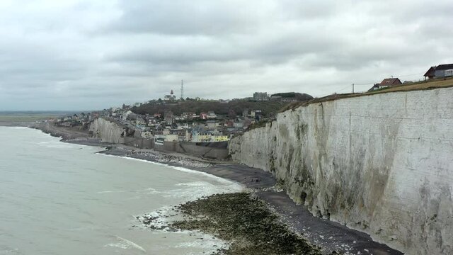 The chalk cliffs of the village of Ault dans la Somme, France
