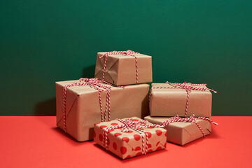 Collection of gift boxes with ribbon bows