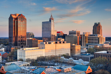 Raleigh, North Carolina, USA Downtown City Skyline