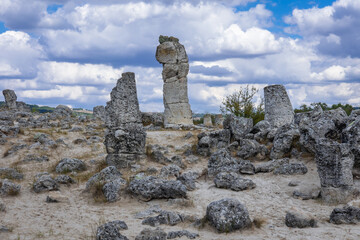 Stone columns in Pobiti Kamani - natural phenomenon called Stone Forest in Bulgaria