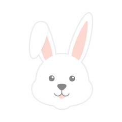 Obraz na płótnie Canvas White cute rabbit. Bunny character. Animal happy head. Vector isolated on white.