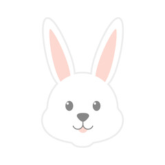 Fototapeta na wymiar White cute rabbit. Bunny character. Animal happy head. Vector isolated on white.