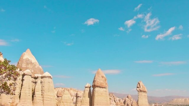 Till don reveal majestic love valley fairy chimneys panorama in Cappadocia . Turkey travel destination concept